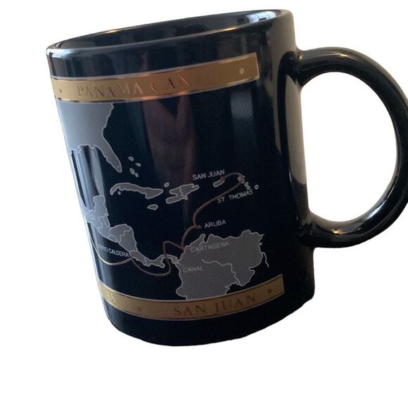 Pre Owned Regal Princess Panama Canal Cruise Coffee Mug Cup Gold Blue - Picture 7 of 11